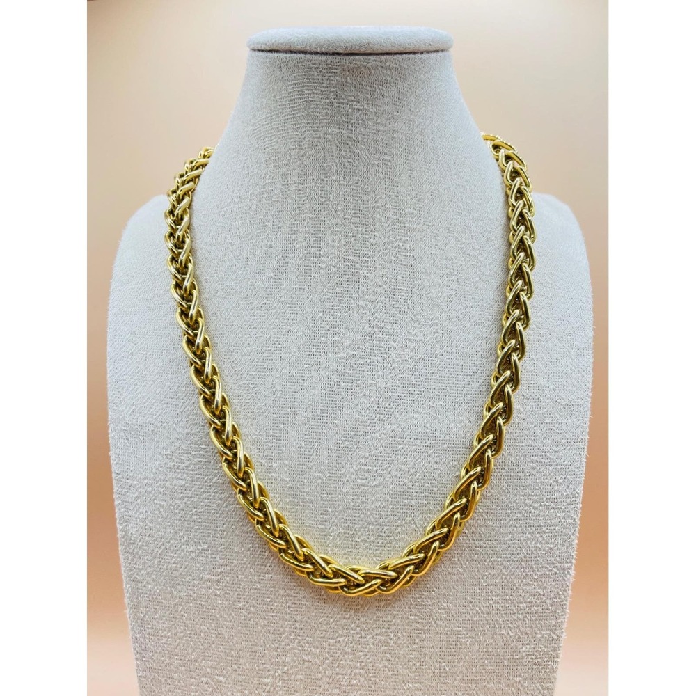 Vintage Monet Big Gold Tone‎ Chunky Wheat Link Chain Necklace 18 Inch Statement